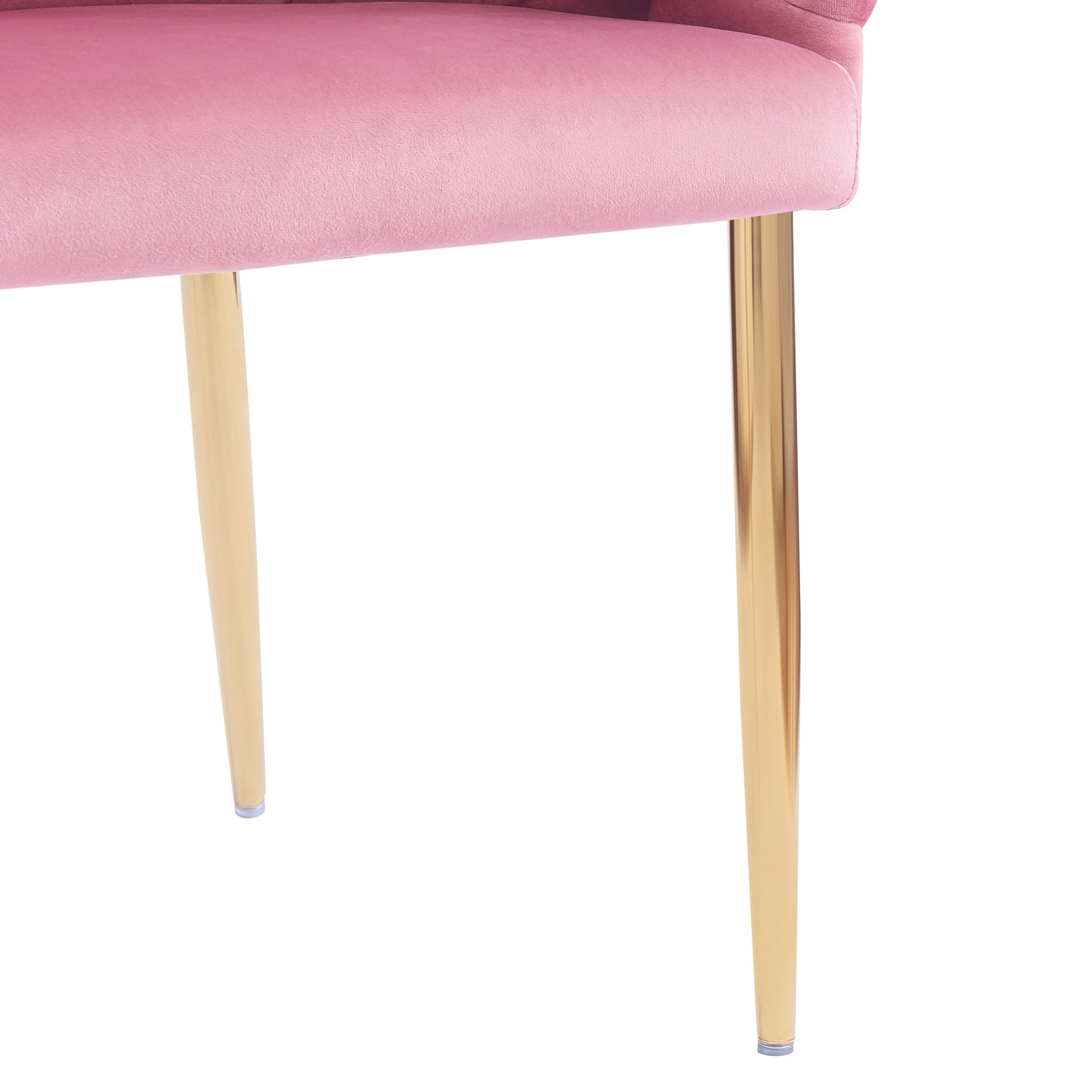 Set Of 2 Luxury Handmade Accent Chair With Gold Legs, Modern Velvet Armchair For Living Room And Bedroom Pink Foam Velvet