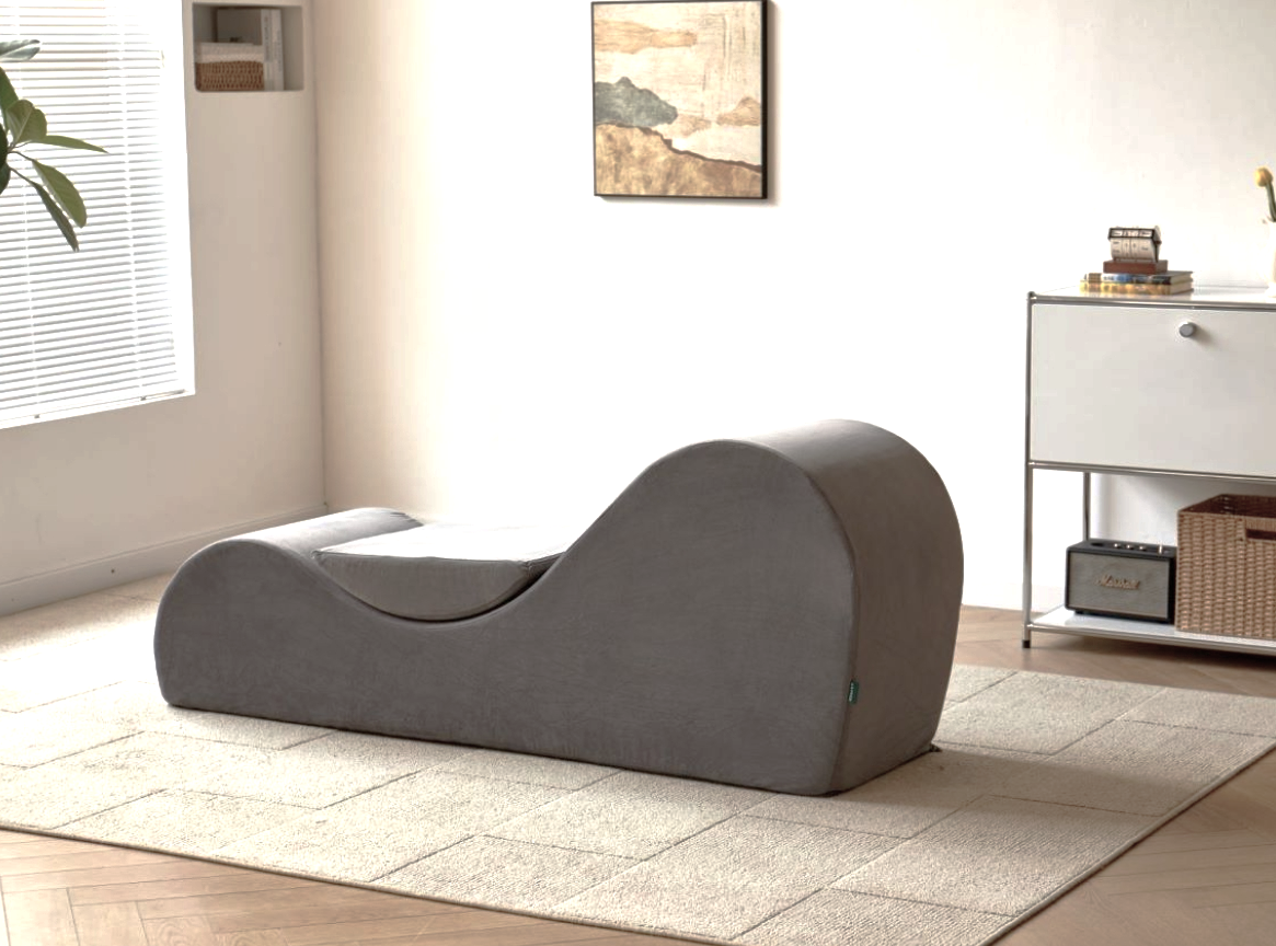 Solace Chaise Lounge Chair Relaxation, Ergonomic Design With Soft Yet Firm High Density Foam Core, Removable Machine Washable Cover, Grey Grey Polyurethane