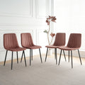 Interior Pink Velvet Dining Chair, Modern Kitchen Dining Chair With Cushion Back, Upholstered Side Chair With Black Coated Metal Legs, Family Kitchen Dining And Living Room Set Of 4 Metal Pink