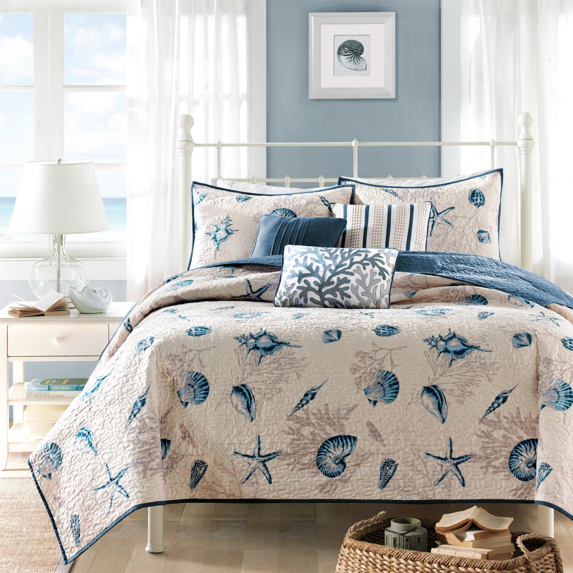 Brushed Microfiber Quilt Set With Throw Pillows Blue Twin Twin Xl Twin Blue Polyester