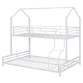Metal House Bunk Bed, Twin Over Full, White Full White Metal