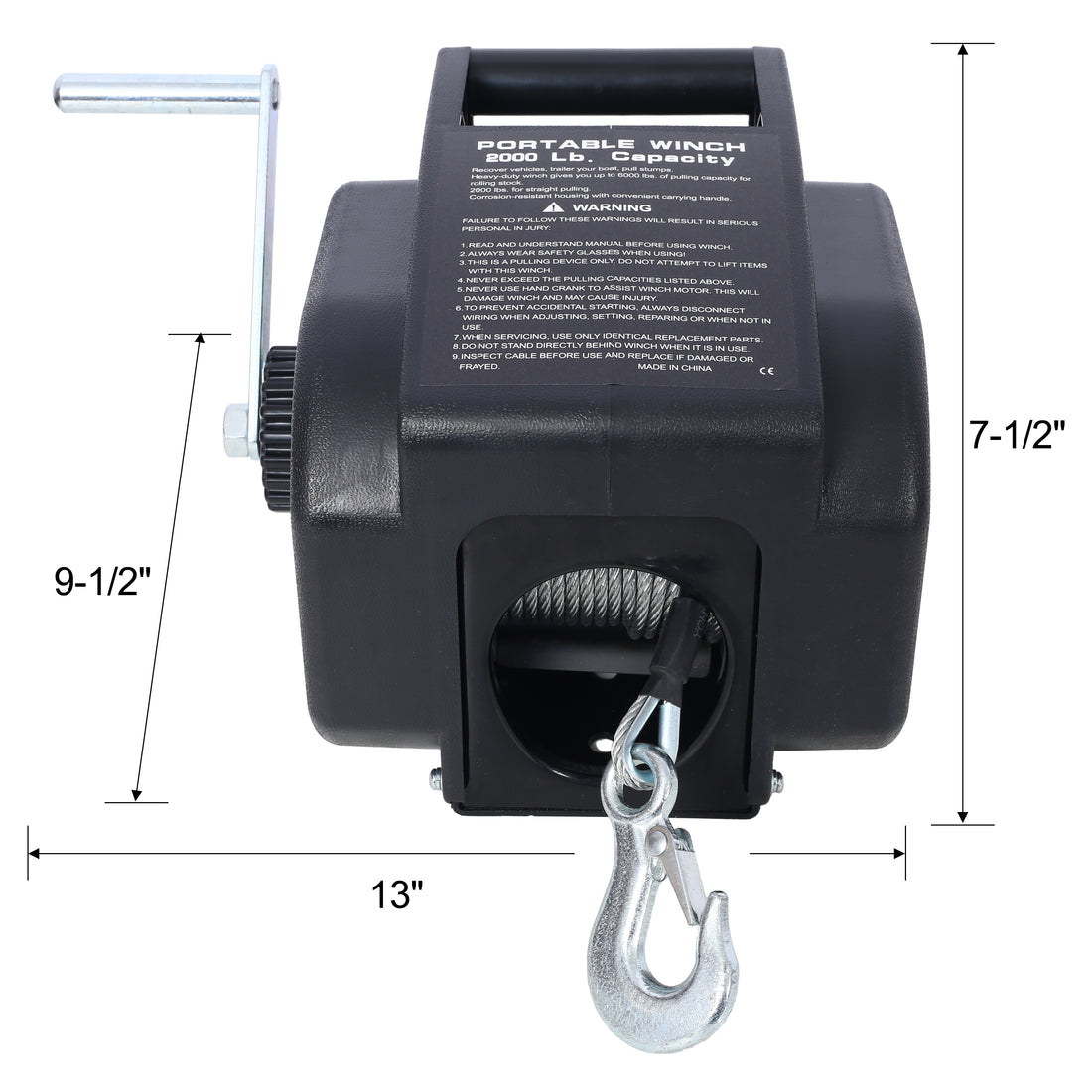 12V Trailer Winch,Reversible Electric Winch, For Boats Up To 5000 Lbs, Galvanized Wire Rope, Rapid Mount, Handheld Remote,Power In And Manual Out.Black Plastic Casing Black Plastic