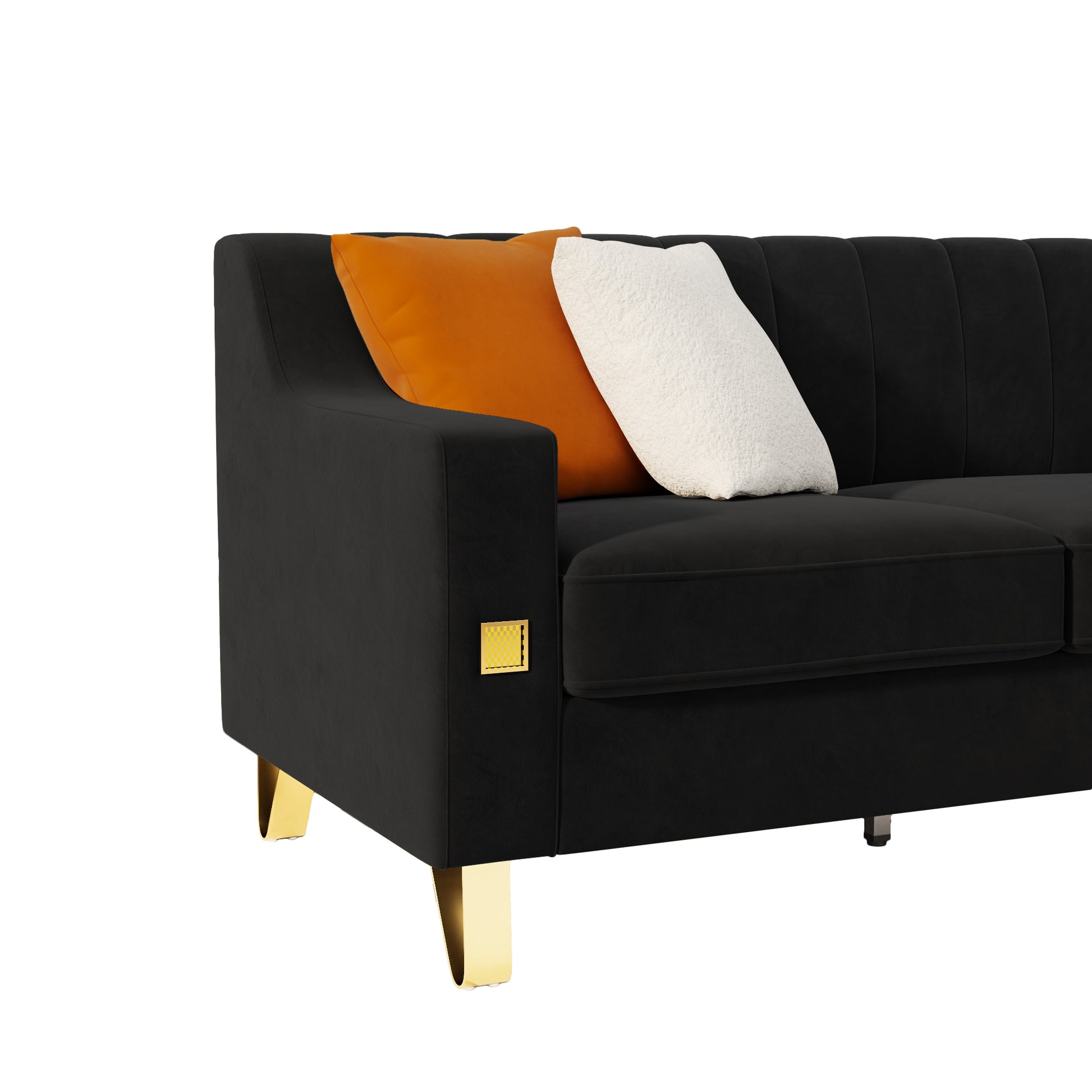 Fx P85 3S Bk 3 Seats Sofa Black Velvet 3 Seat