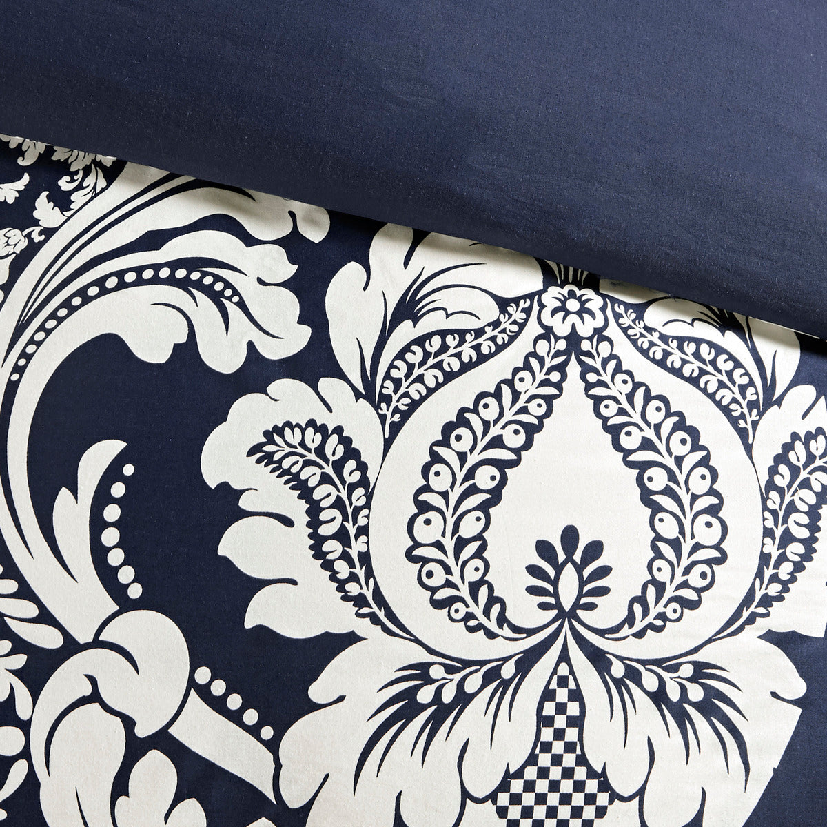 7 Piece Cotton Printed Comforter Set Indigo Queen Queen Indigo Polyester