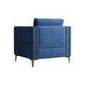 Accent Chair For Living Room Upholstered Arm Chair With Metal Legs Navy Blue Velvet Navy Blue Foam Fabric