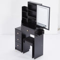 Small Size Left Bedside Cabinet Vanity Table Cushioned Stool, 2 Ac 2 Usb Power Station, Hair Dryer Bracket, Extra Large Touch Control Sliding Led Mirror, Tri Color Switching, Epa,Gcc,Ul Certificate
