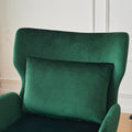 Wing Back Velvet Accent Chair, Modern Living Room Armchair Comfy Upholstered Single Sofa Chair For Bedroom Dorms Reading Reception Room With Metal Legs & Pillow, Green Green Velvet