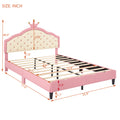Full Size Lovely Crown Fantasy Pu Leather Princess Bed With Tufted Headboard, Pink Cream Full Pink Mdf Lvl