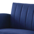 Blue And Walnut Upholstered Adjustable Sofa Blue Linen Wood Primary Living Space Split Back Modern Eucalyptus Foam Linen 2 Seat