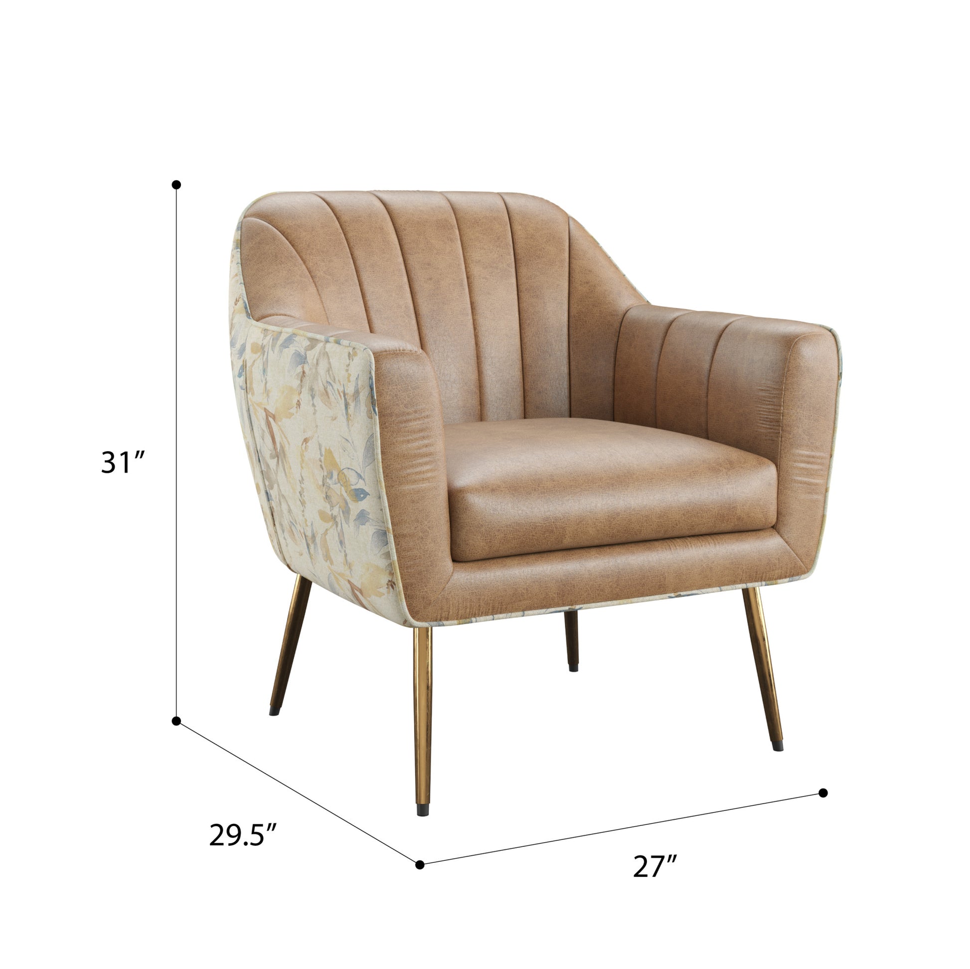 Rose Brown Accent Chair Brown Foam Solid Wood
