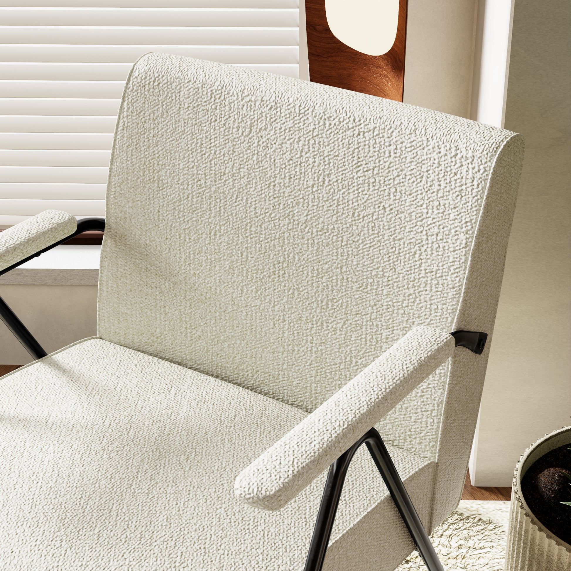 Fx P91 Wt Sofa Chair Modern White Accent Chair With Metal Frame Stylish Upholstered Single Sofa, Perfect For Living Room, Bedroom, And Office Decor Temu Suitable White Linen