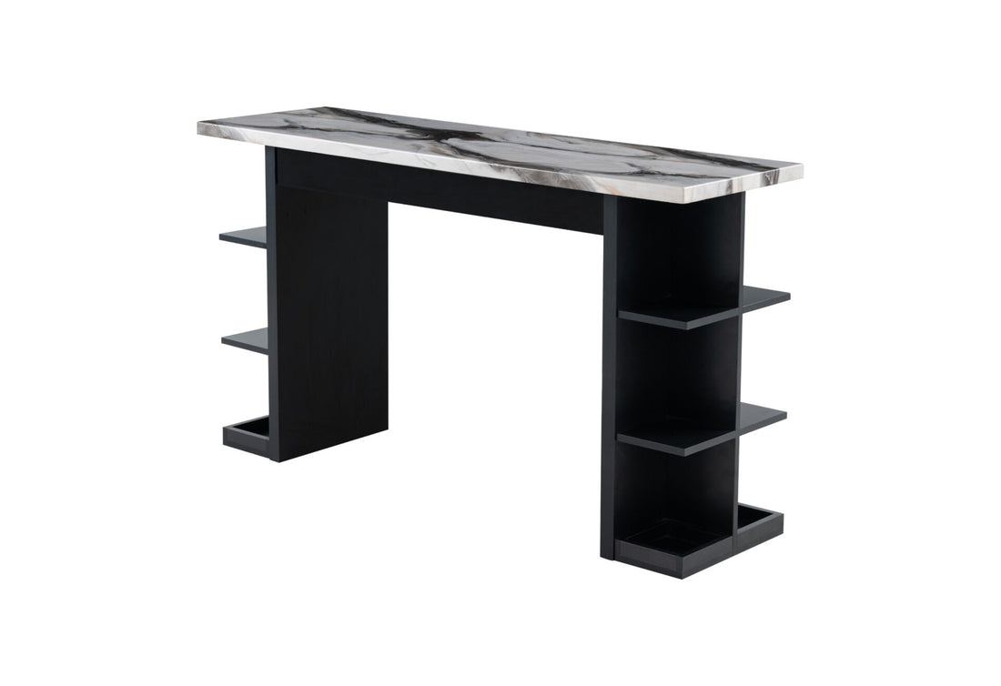 Reggie Console Sofa Table Black Primary Living Space Modern Rubberwood Shelves Rectangular Solid Wood Mdf Wood Pedestal
