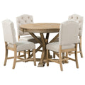Functional Furniture Retro Style Dining Table Set With Extendable Table And 4 Upholstered Chairs For Dining Room And Living Room Natural Wood Wash Natural Wood Wash Solid Wood