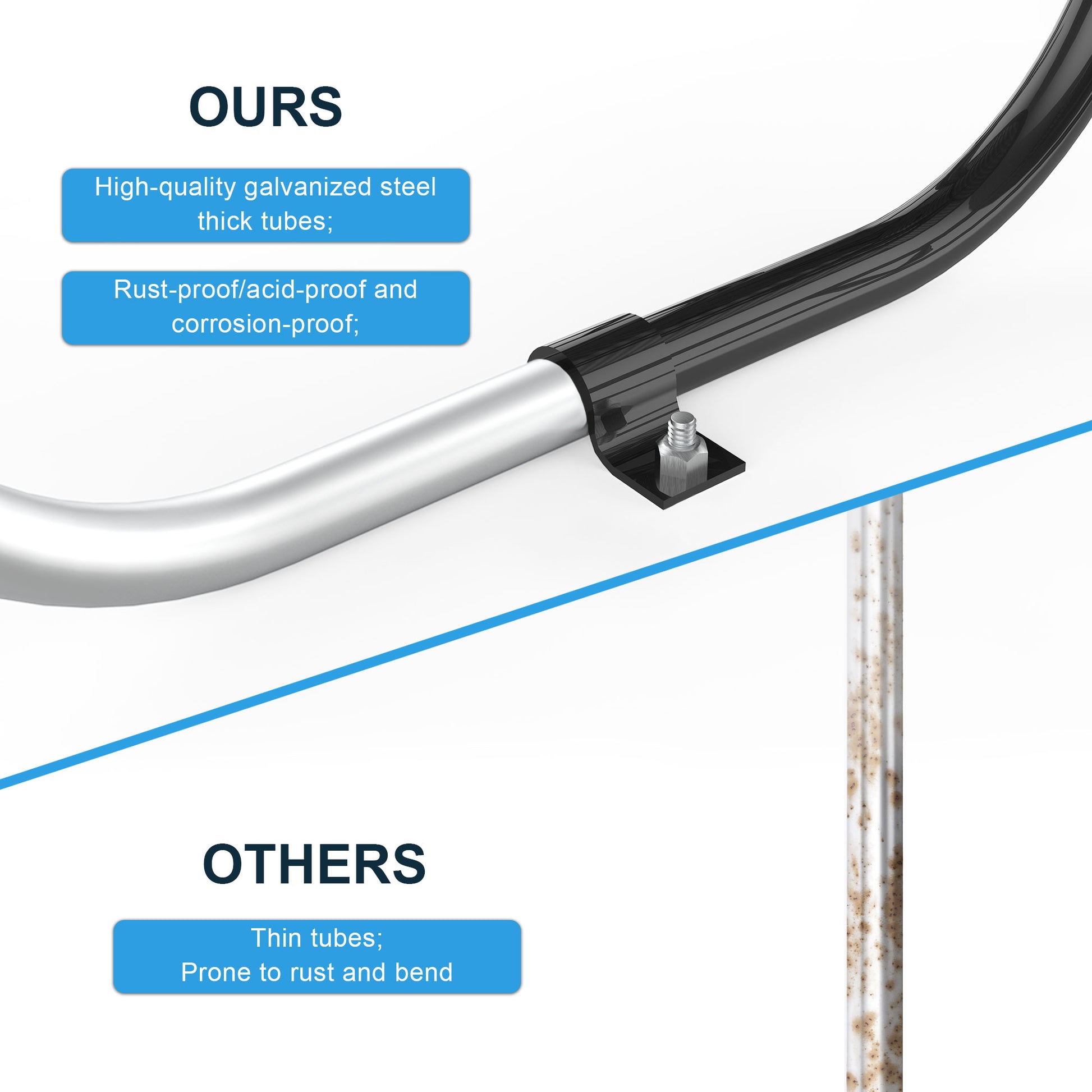 Round Outdoor Steel Picnic Table 46" Blue ,With Umbrella Pole,Blue Blue Steel Steel