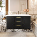 36'' Wall Mounted Bathroom Vanity With Resin Sink, Floating Bathroom Storage Cabinet With 2 Drawers, Solid Wood Bathroom Cabinet Black Bathroom Modern Mdf