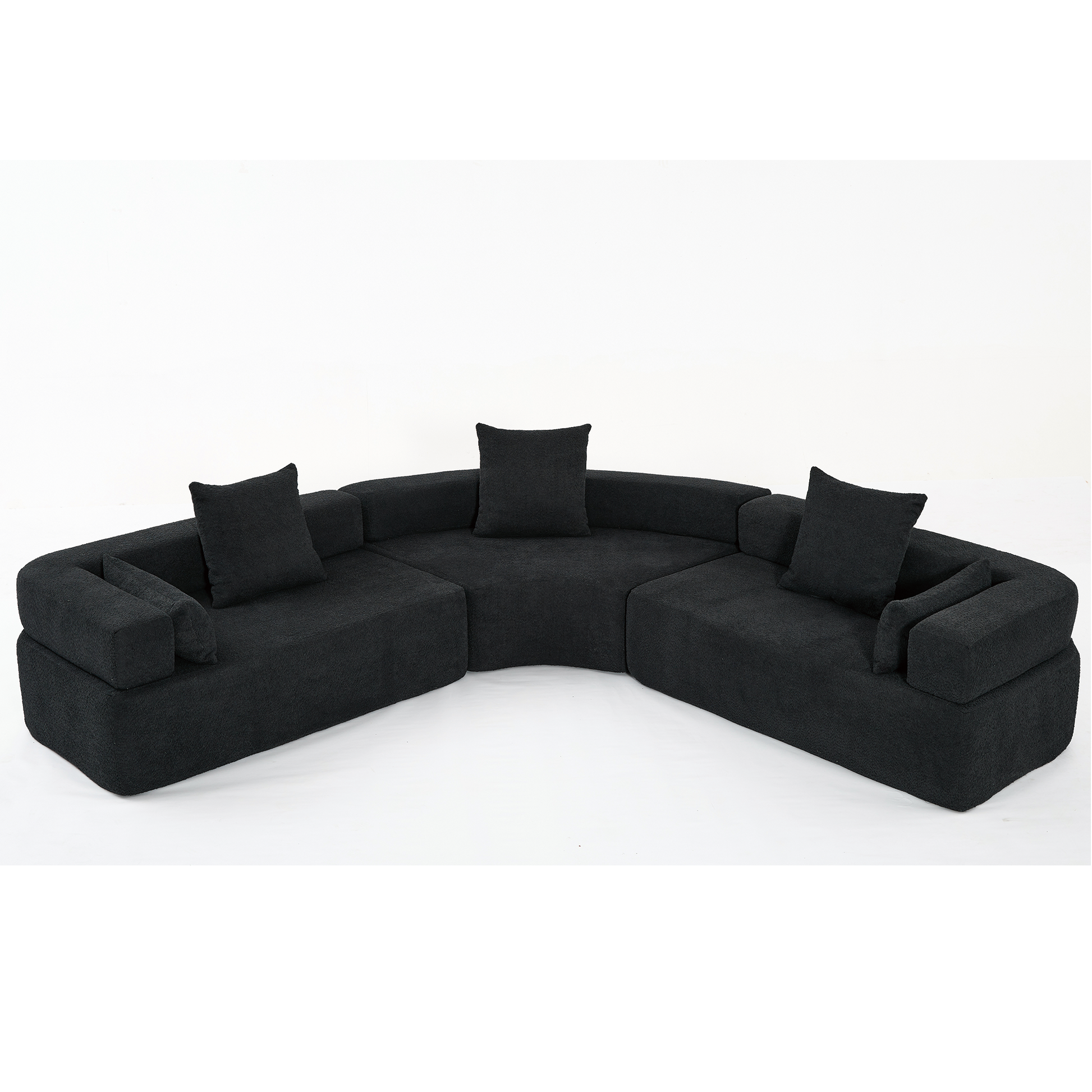 Arrived Oversized Combination Sofa,Curved Sofa,Upholstered 4 Seater Couch For Living Room, Modern Modular 3 Piece Free Combination, Semicircular Modular Sofaboucle, Black Black Polyester Primary Living Space Soft Tight Back Modern Square Arms Foam