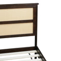 Queen Size Rubber Wooden, Solid Wooden Bed With Rattan Headboard, Enhanced By Support Feet,Espresso Queen Espresso Rubber Wood