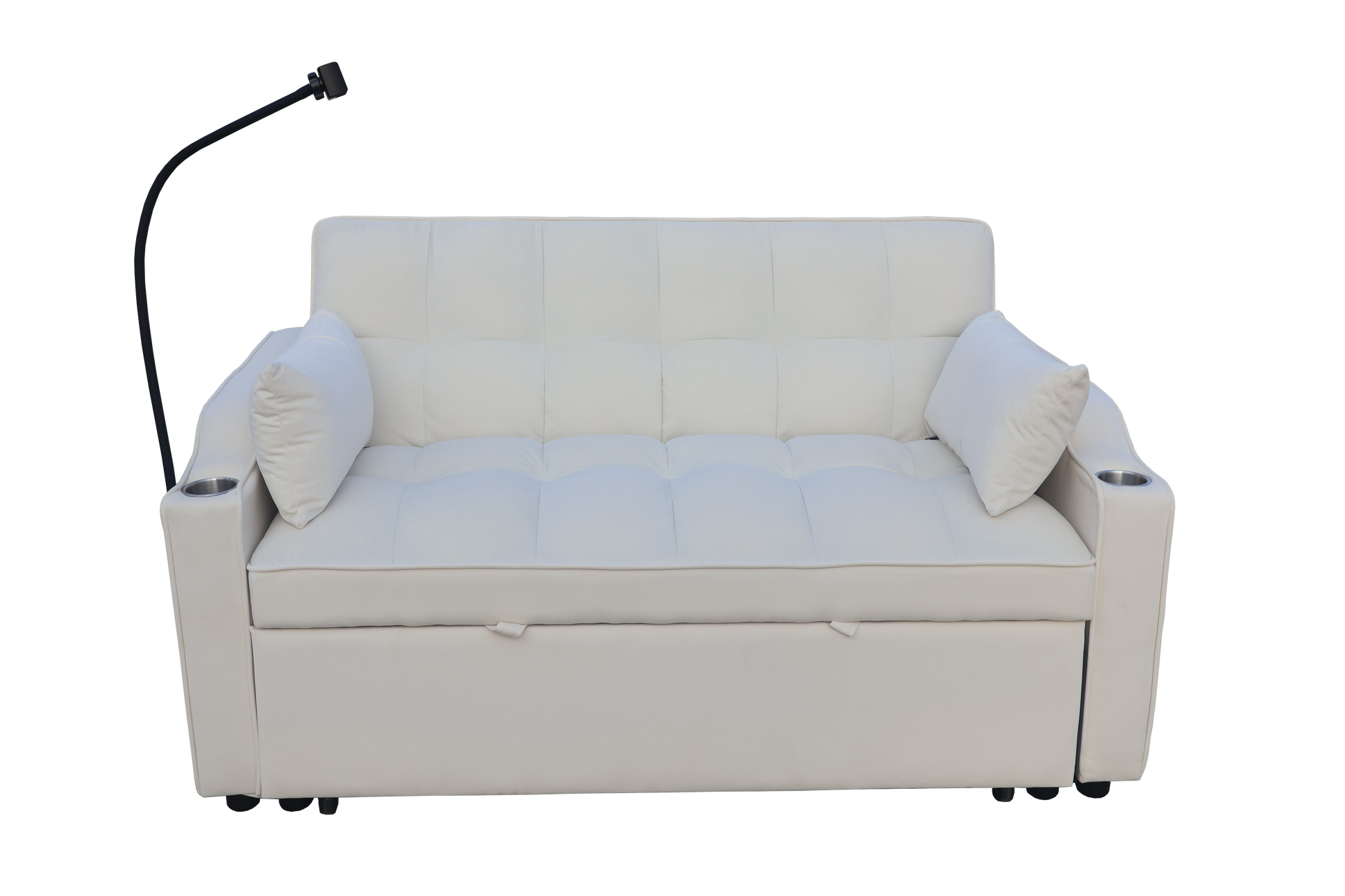 Modern Velvet Loveseat Futon Sofa Couch W Pullout Bed,Small Beautiful Seat Lounge Sofa With Adjustable Reclining Backrest,Toss Pillows, Pockets,Furniture For Living Room,3 In 1 Convertible Sleeper Sofa Bed Full Beige Velvet