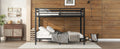 Metal Queen Over Queen Bunk Bed For Teens And Adults,Space Saving Noise Reduced No Box Spring Needed, Black Black Metal