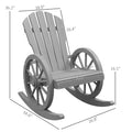 Outsunny Wooden Rocking Chair, Adirondack Rocker Chair W Slatted Design And Oversized Back, Outdoor Rocking Chair With Wagon Wheel Armrest For Porch, Poolside, And Garden, Gray Gray Wood