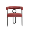 Coolmore Contemporary Designed Pu Fabric Upholstered Accent Dining Chair Barrel Side Chairs Kitchen Armchair For Living Room Set Of 2 Wine Red Pu Wine Red Dining Room Foam Pu Leather