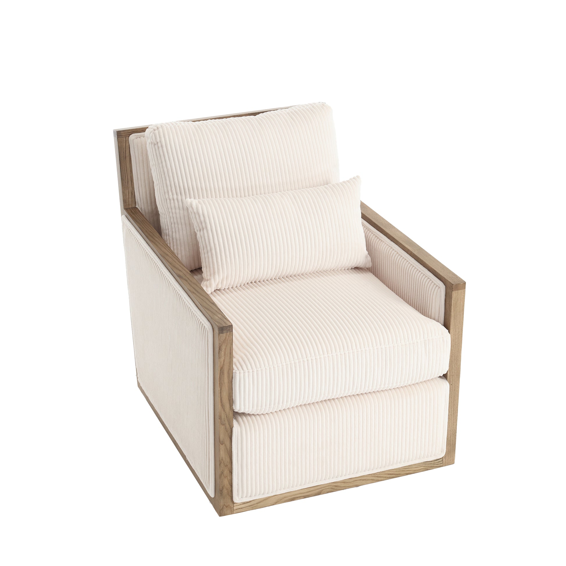 Coolmore Corduroy Swivel Barrel Chair, Comfy Accent Sofa Chair For Living Room, 360 Degree Swivel Barrel Club Chair, Leisure Arm Chair For Nursery, Hotel, Bedroom, Office, Lounge Beige Beige Primary Living Space Foam Corduroy