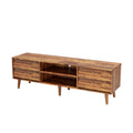 63 Inch Tv Stand Features Vintage Style And Bevel Design, Tv Stand With Drawers, Entertainment Center For Living Room Bedroom, Tv Media Console Brown 60 69 Inches Mdf