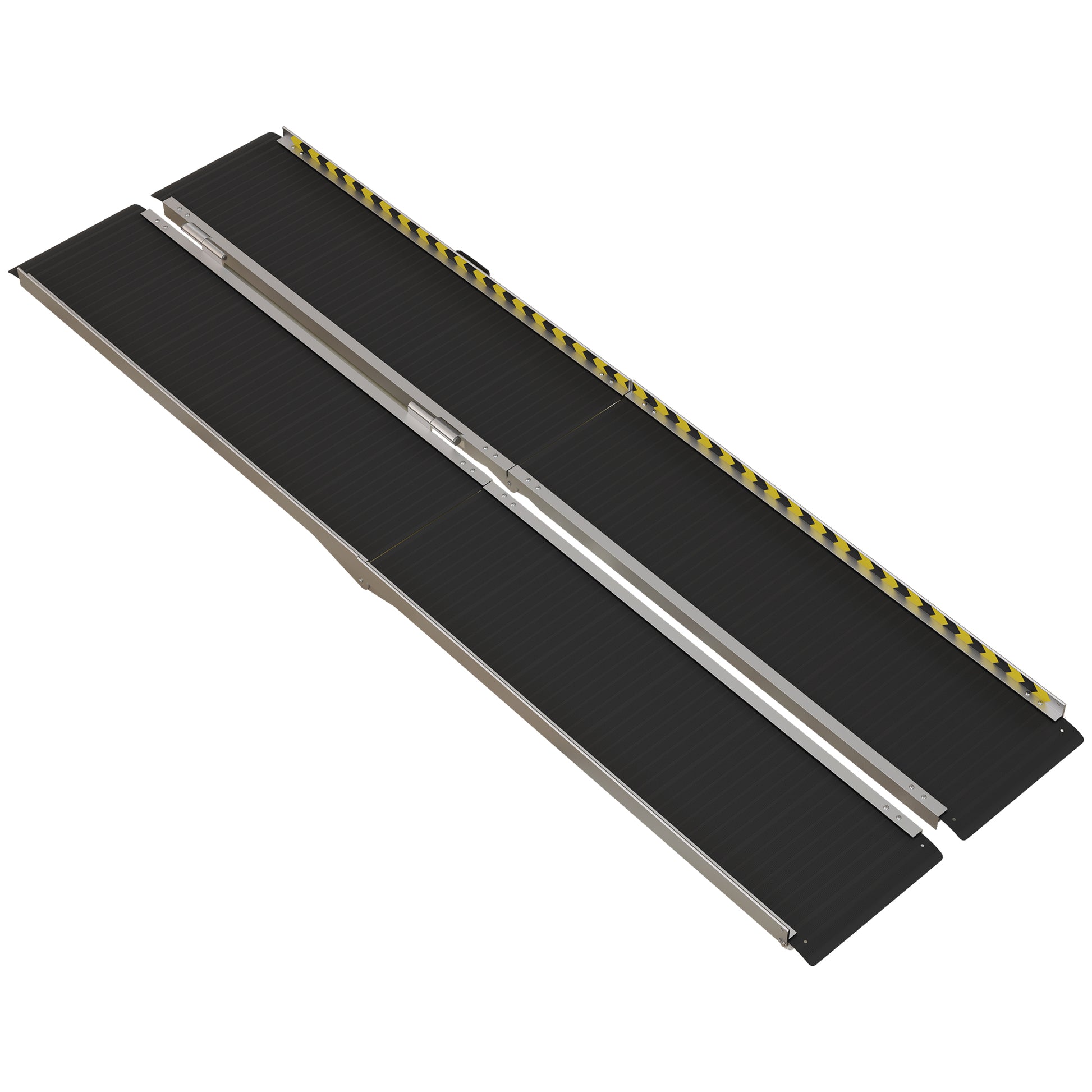 Homcom Wheelchair Ramp, 8Ft Foldable Threshold Ramp, Aluminum Handicap Ramp With Non Slip Surface, Transition Plates Above And Below For Home, Doorways, Steps, 600Lbs Capacity Black Aluminum