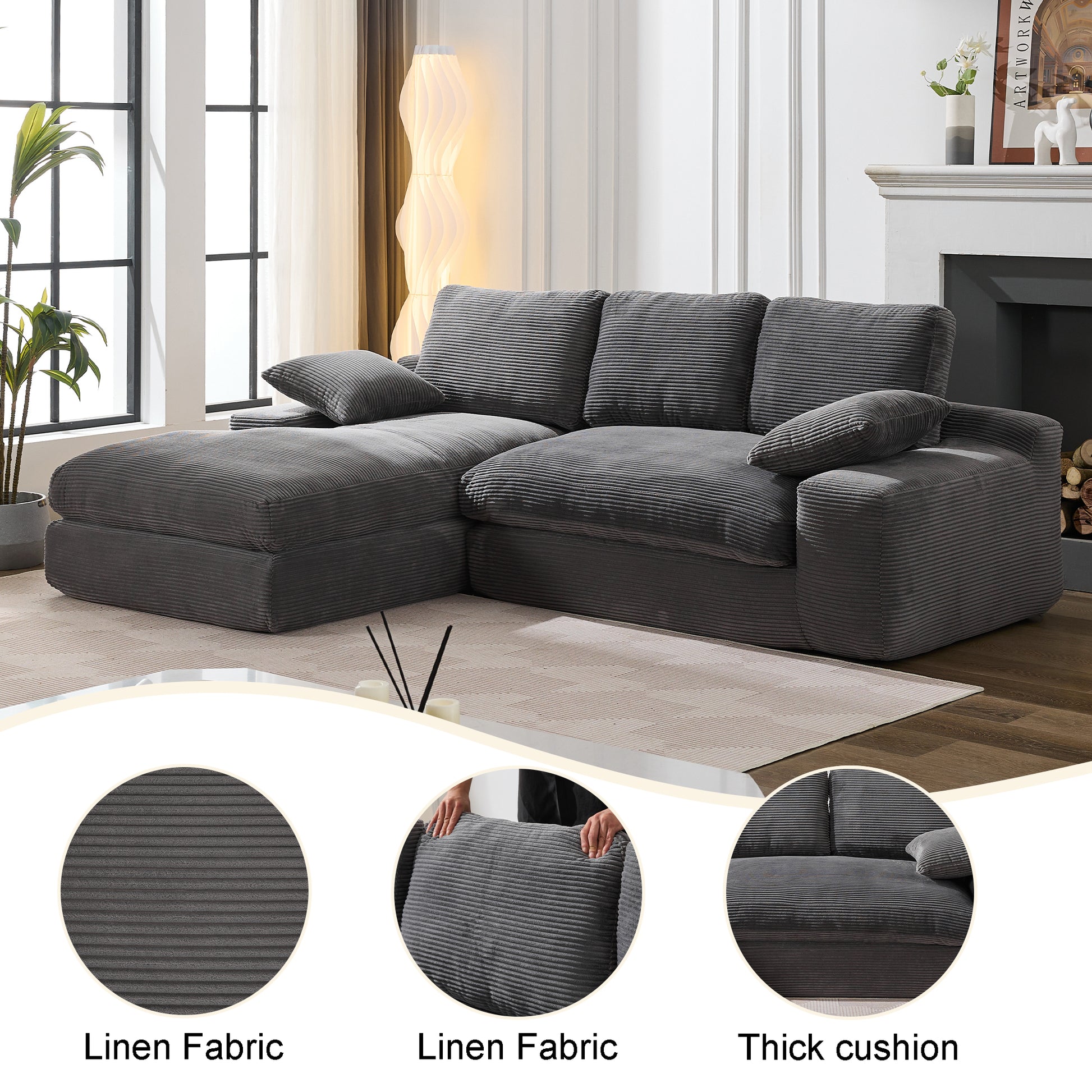 99*69" Modular Sectional Living Room Sofa Set, Modern Minimalist Style Couch, Upholstered Sleeper Sofa For Living Room, Bedroom, 2 Pc Free Combination, Installation Free Sofa, L Shape, Grey Grey Primary Living Space Soft Minimalist,Modern Foam Spring 4