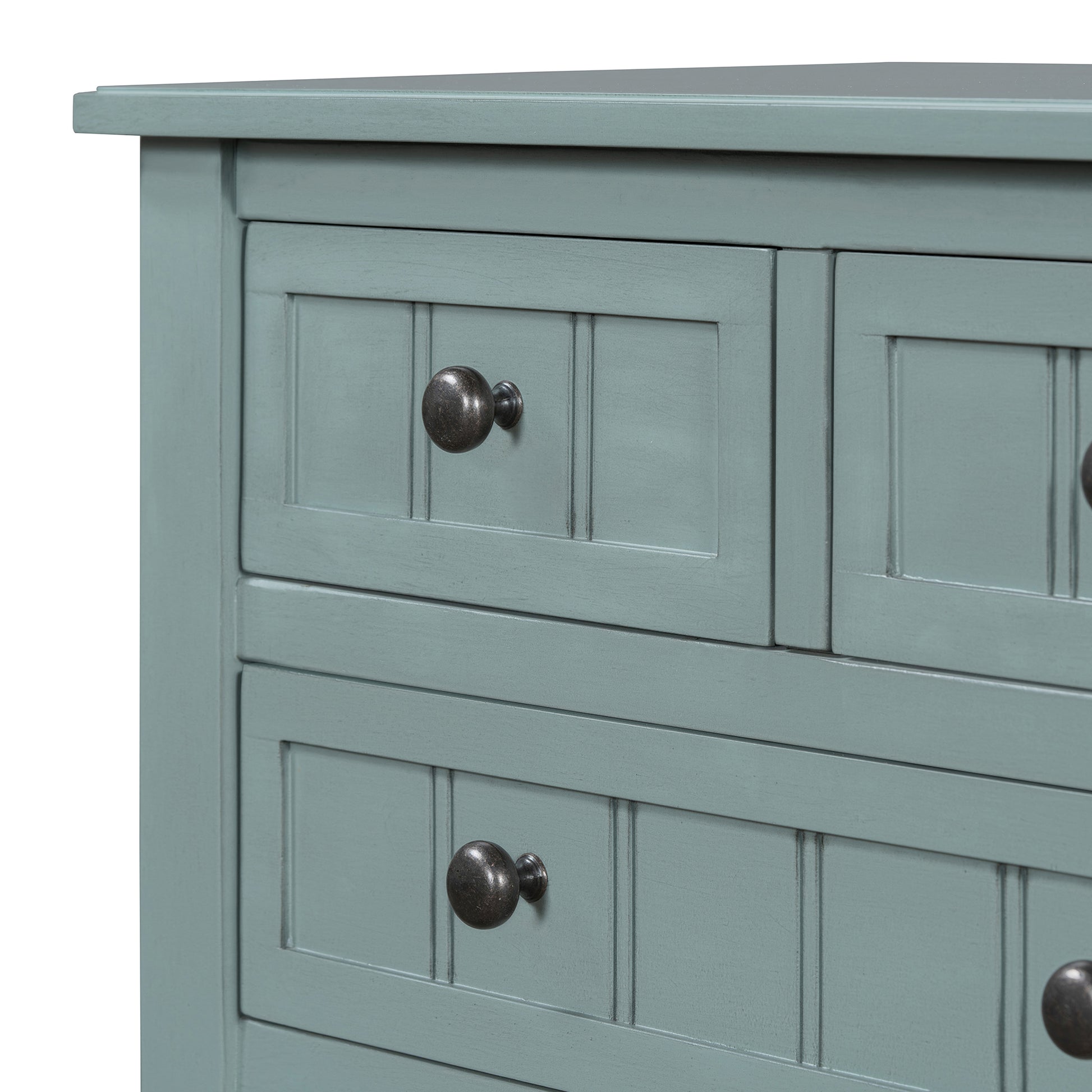 Narrow Console Table, Slim Sofa Table With Three Storage Drawers And Bottom Shelf Light Blue Light Blue Solid Wood Mdf