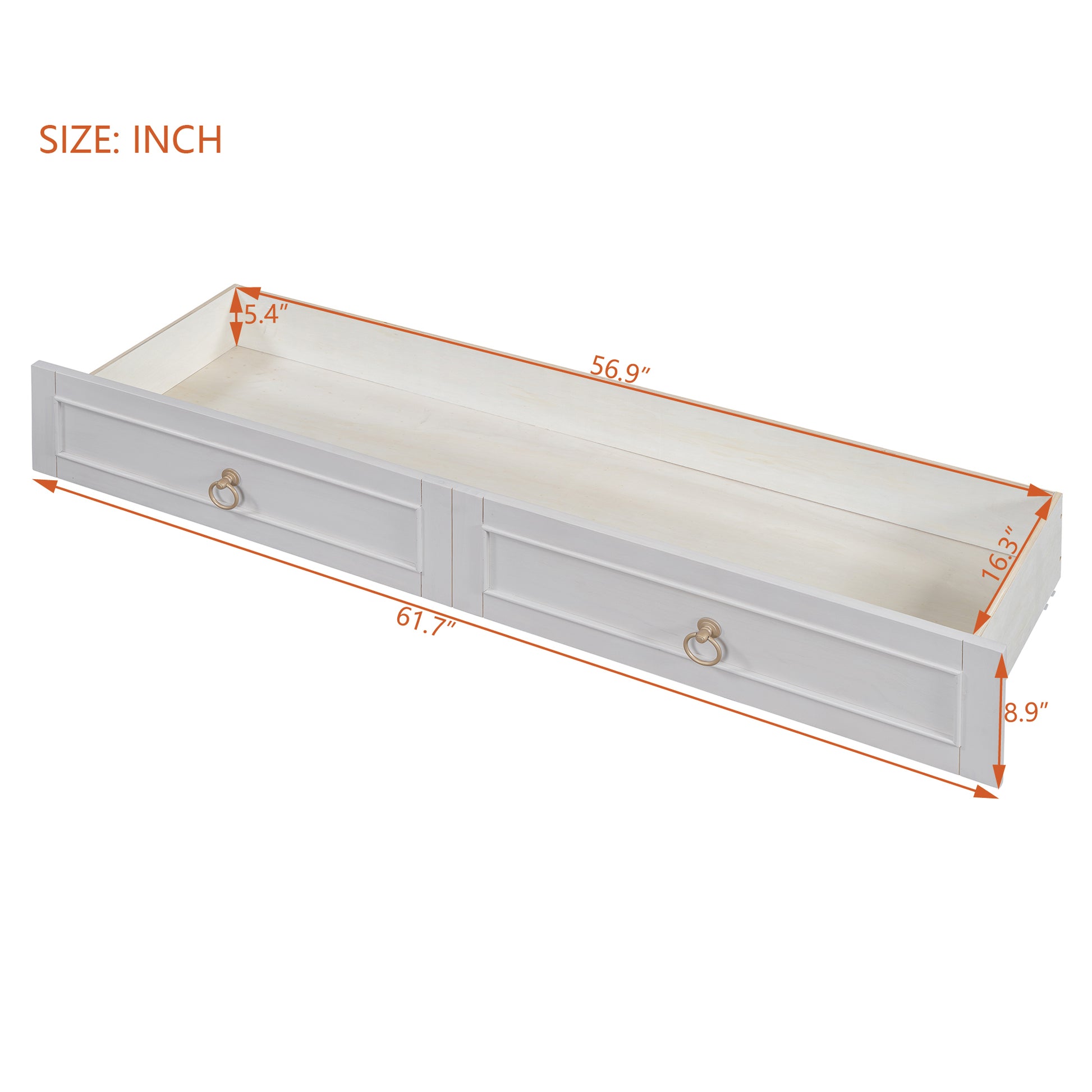 Queen Murphy Bed With Large Drawers,White Queen White Plywood