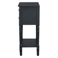 Narrow Console Table, Slim Sofa Table With Three Storage Drawers And Bottom Shelf Black Black Solid Wood Mdf