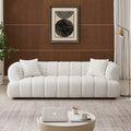 Jasmin 89.7'' Cream Boucle Sofa Cream Wood Primary Living Space Mid Century Modern Foam Boucle,Solid Wood 3 Seat