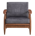 Charcoal And Brown Accent Chair With Removable Cushion Brown Grey Primary Living Space Modern Wood Fabric