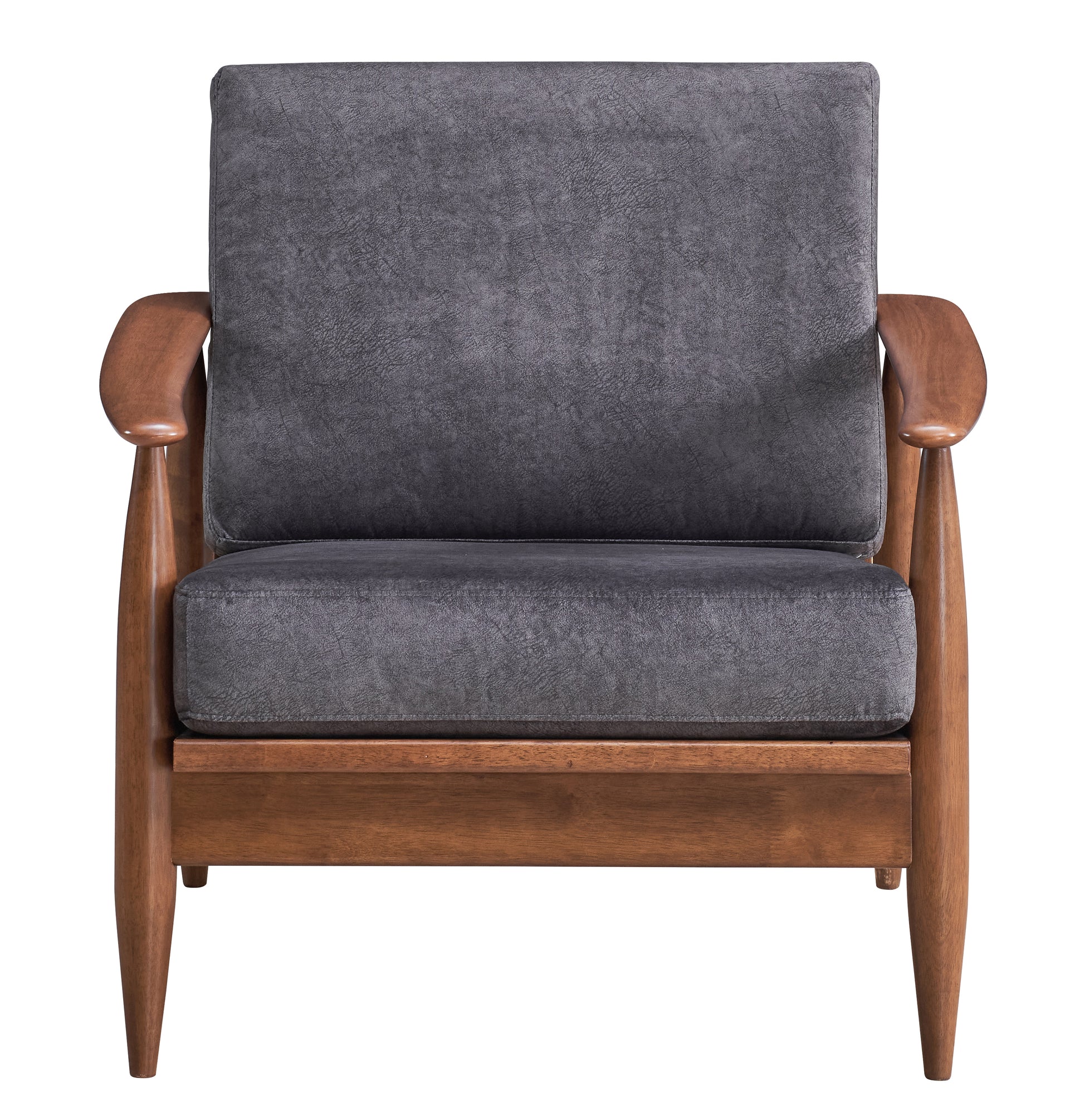 Charcoal And Brown Accent Chair With Removable Cushion Brown Grey Primary Living Space Modern Wood Fabric