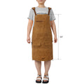 Long Heavy Duty Waxed Canvas Tool Apron, Carpenter Aprons, Woodworking Aprons, Carpenters Water Resistant 18 Oz ,Fully Adjustable To Comfortably Fit Men And Women Brown Canvas