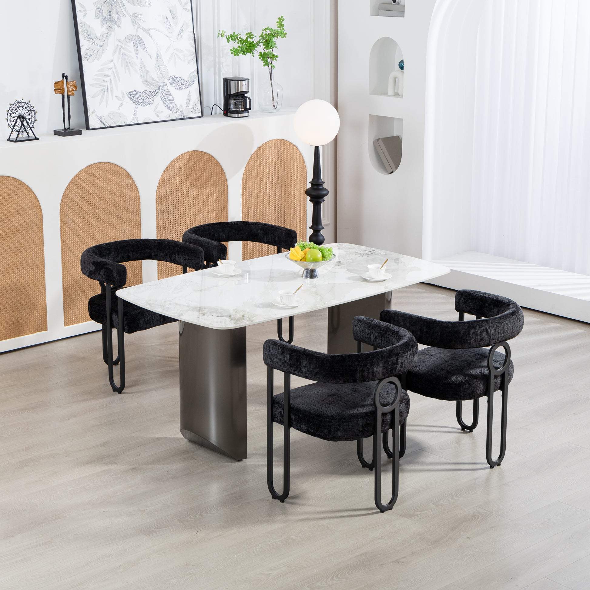 Coolmore Contemporary Designed Velvet Fabric Upholstered Accent Dining Chair Barrel Side Chairs Kitchen Armchair For Living Room Set Of 2 Black Chenille Black Dining Room Foam Chenille