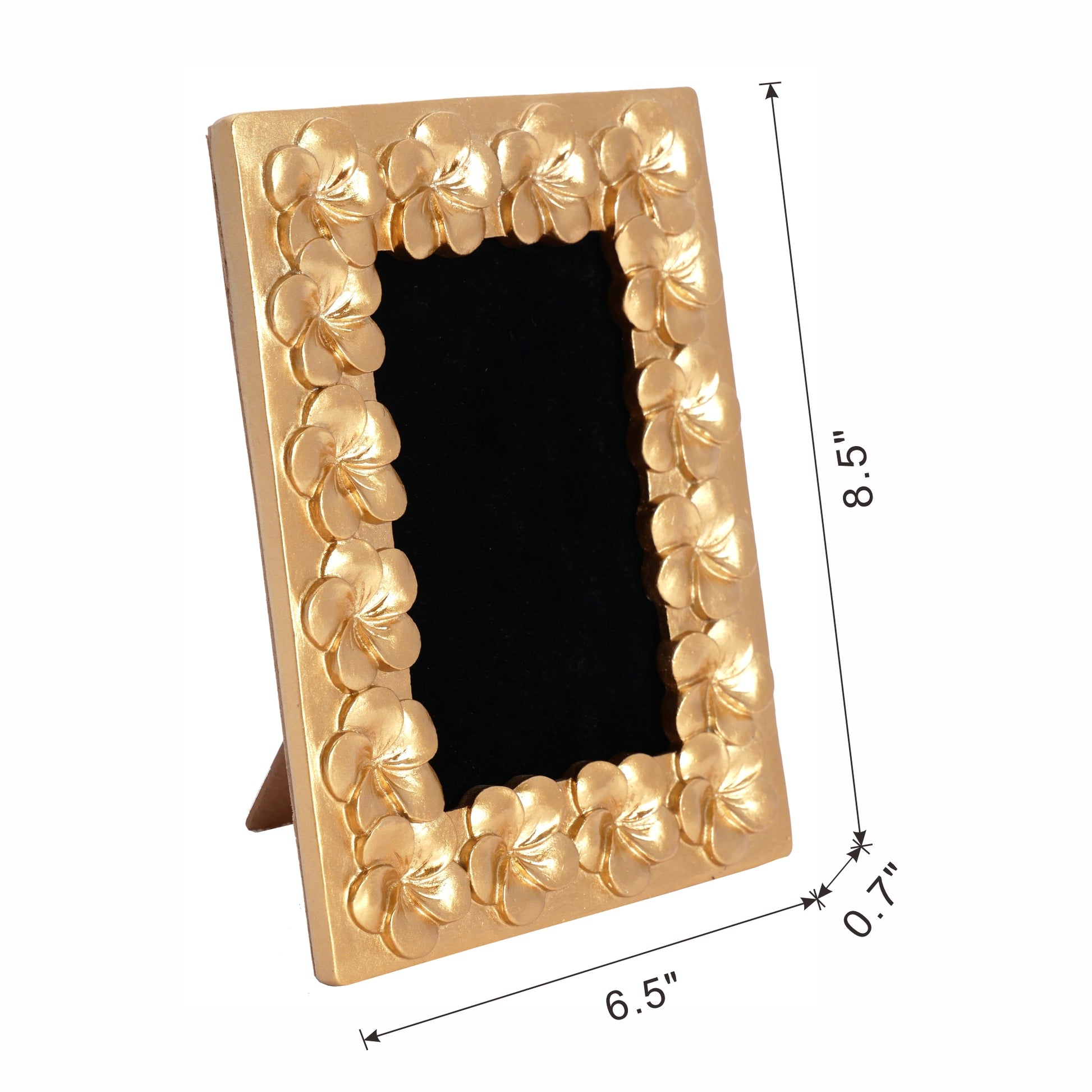 6.5X8.5" Vintage Gold Photo Frame With Flower Design Gold Art Deco,Luxury,Retro,Vintage Polyresin