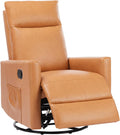 Swivel Recliner Chair, Rocker Glider Chair For Living Room, Office Faux Leather Recliner Chair, Nursery Glider With Large Footrest, Upholstered Deep Seat Single Sofa Chair, High Back, Brown Brown