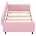 Full Size Upholstered Tufted Daybed With 4 Support Legs, Pink Box Spring Not Required Full Pink Wood Bedroom Daybeds Linen Upholstered