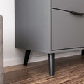 Storage Cabinet With 3 Drawers & Adjustable Shelf, Mid Century Cabinet With Door, Accent Cabinet For Living Room, Home Office, Entryway, Gray 3 4 Drawers Gray Particle Board