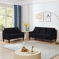 Modern Loveseat Sofa For Living Room, Upholstered Velvet Small Couch With Wooden Legs For Livingroom Bedroom, Black Black Espresso Velvet Wood Primary Living Space Medium Soft Cushion Back American Design Rubberwood Square Arms Foam Velvet 2 Seat