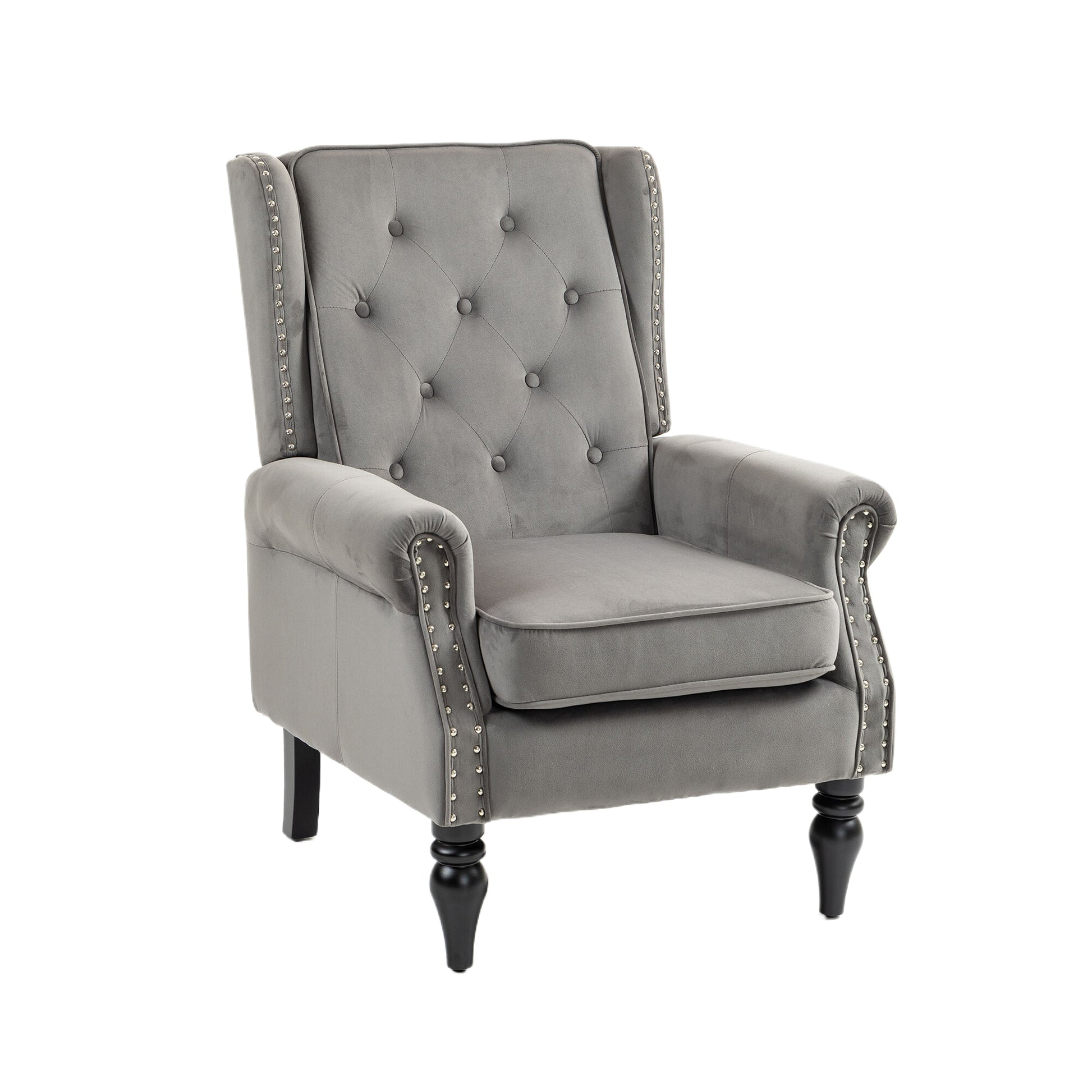 Coolmore Wood Frame Armchair, Modern Accent Chair Lounge Chair With Sturdy Wood Legs For Living Room Bedroom Dark Gray Dark Gray Foam Velvet