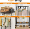 Rolling Clothes Rack, Heavy Duty Clothing Rack, 3 Shelf Portable Adjustable Wardrobe Closet With Wheels, Hanging Rods & Side Hooks, 29.5
