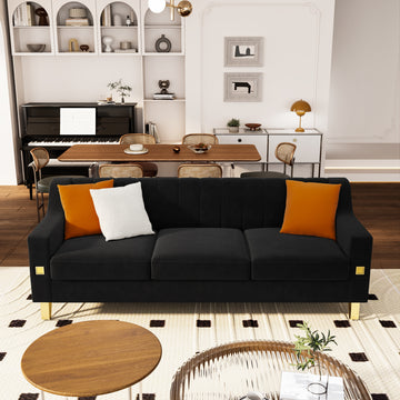 Fx P85 3S Bk 3 Seats Sofa Black Velvet 3 Seat