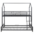 Metal House Bunk Bed, Twin Over Full, Black Full Black Metal