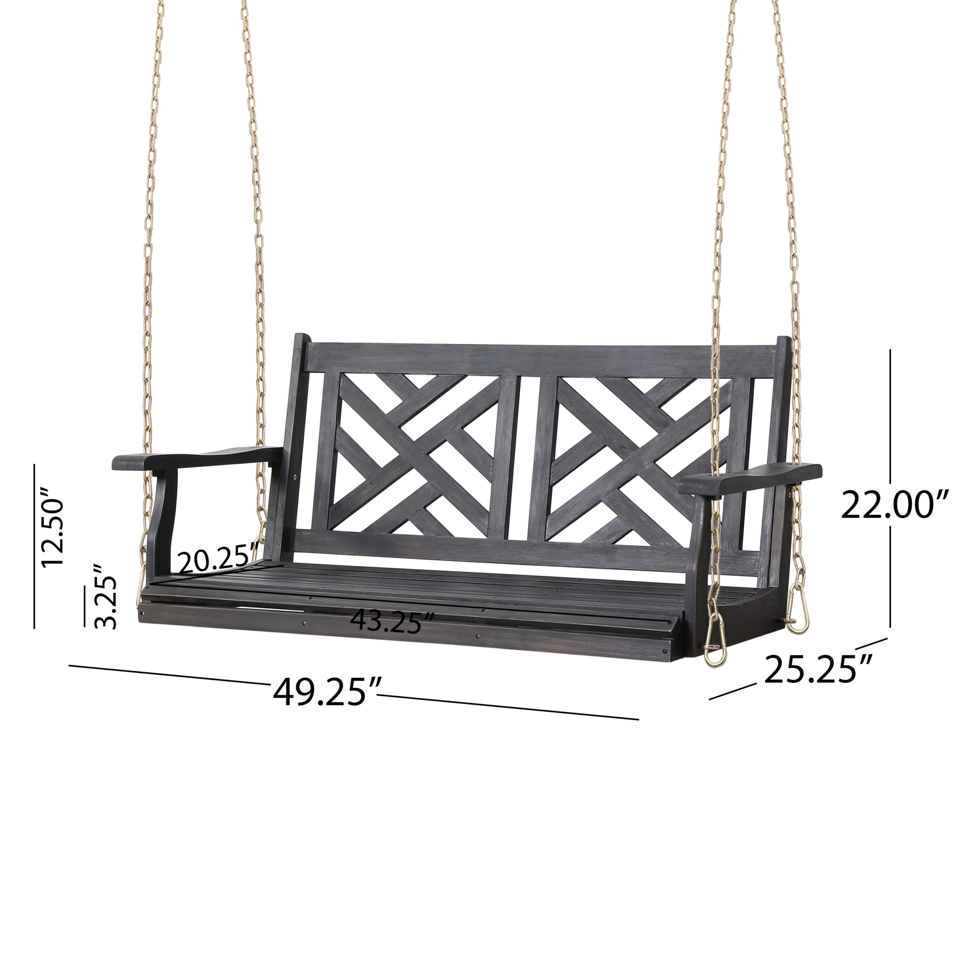 Alejandro Porch Swing Dark Grey Wood Metal