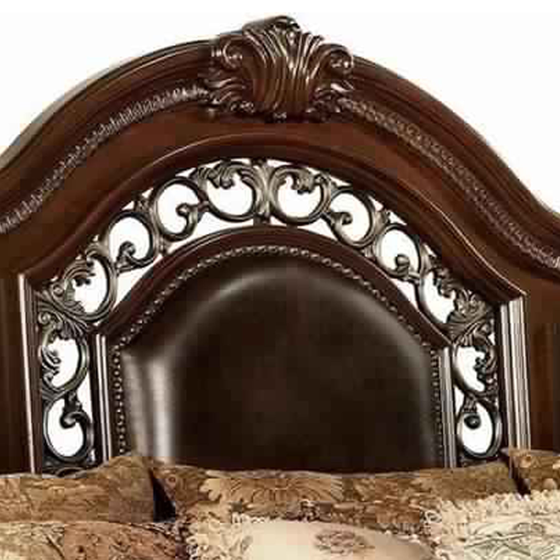 Traditional Eastern King Bed With Soped Headboard And Bun Feet,Brown King Brown Solid Wood