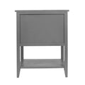 2 Drawer Side Table,Naturel Rattan,End Table,Suitable For Bedroom, Living Room, Study Gray Mdf