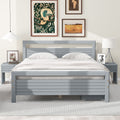 Queen Size Wooden Platform Bed With 2 Storage Drawers And 2 Bedside Tables, Gray Queen Gray Pine